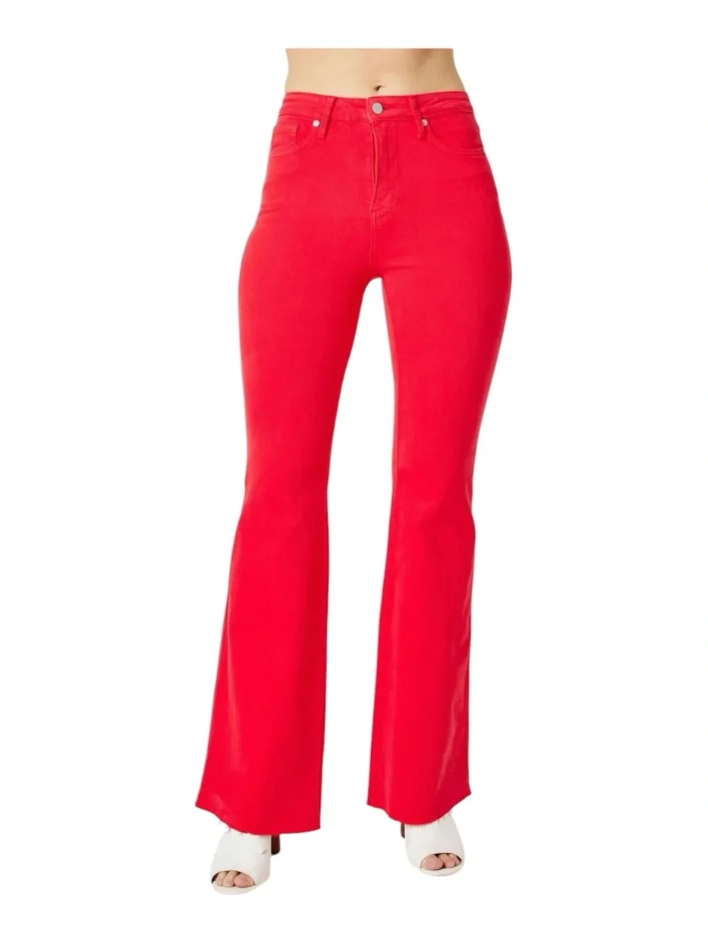 Judy Blue High Waist Tummy Control Garment Dyed Red Flare Jeans 5/27